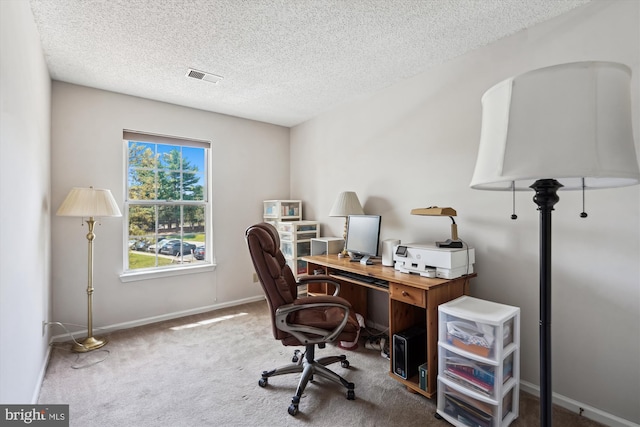 12116 Greenway Ct Unit 302, Fairfax, VA 22033 - carpeted home office with visible vents, a textured ceiling, and baseboards