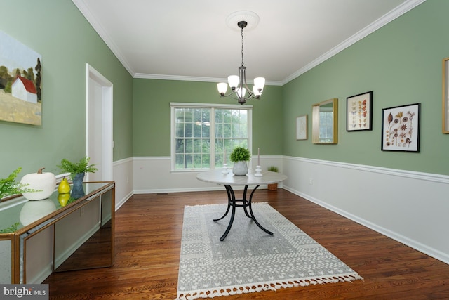 3 Firestone Ct, Skillman, NJ 08558 - dining room featuring a chandelier, ornamental molding, wood finished floors, and baseboards