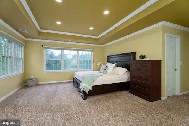 3 Firestone Ct, Skillman, NJ 08558 - bedroom with carpet flooring, a raised ceiling, crown molding, baseboards, and recessed lighting