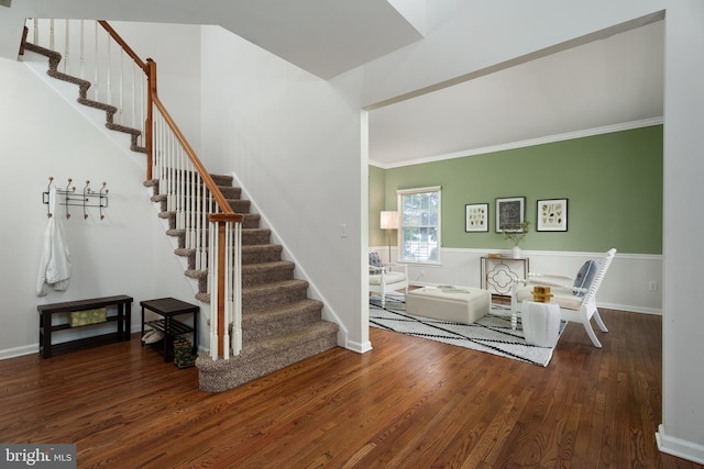 3 Firestone Ct, Skillman, NJ 08558 - staircase featuring wood finished floors, baseboards, and crown molding