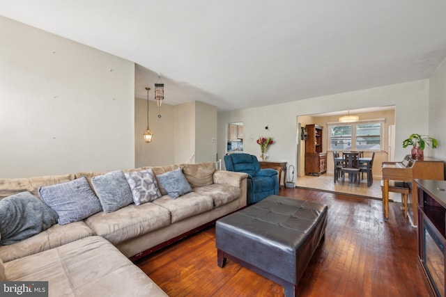 living area featuring hardwood / wood-style floors