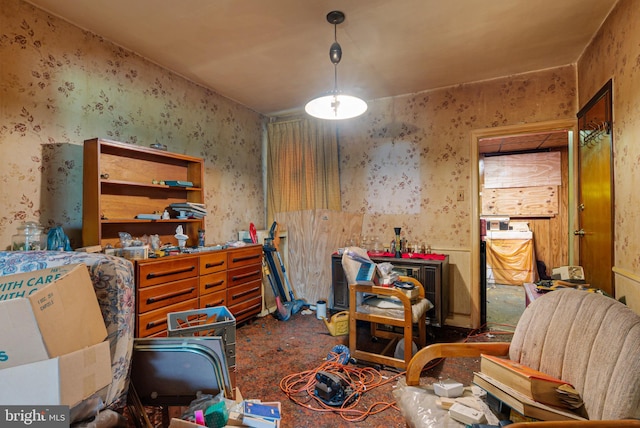 miscellaneous room featuring wallpapered walls