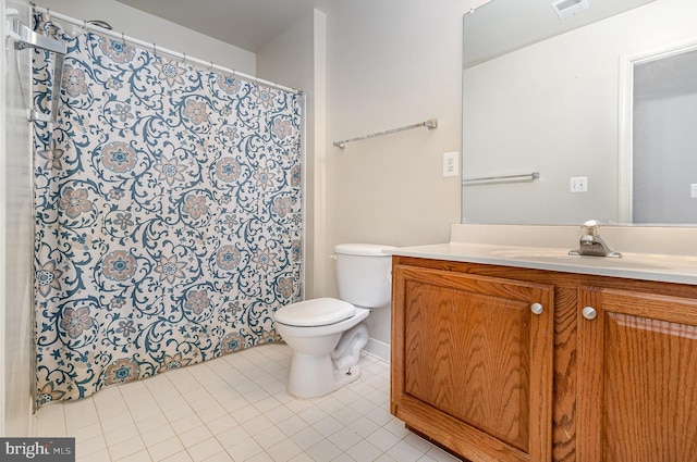 9116 Mineola Ct, Manassas, VA 20111 - full bathroom featuring toilet, vanity, tile patterned floors, and a shower with shower curtain