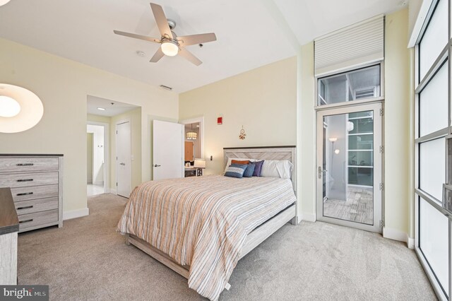 2772 Lighthouse Pt E Unit 410, Baltimore, MD 21224 - bedroom featuring carpet flooring, access to outside, and ceiling fan