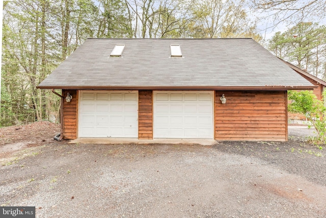 view of detached garage