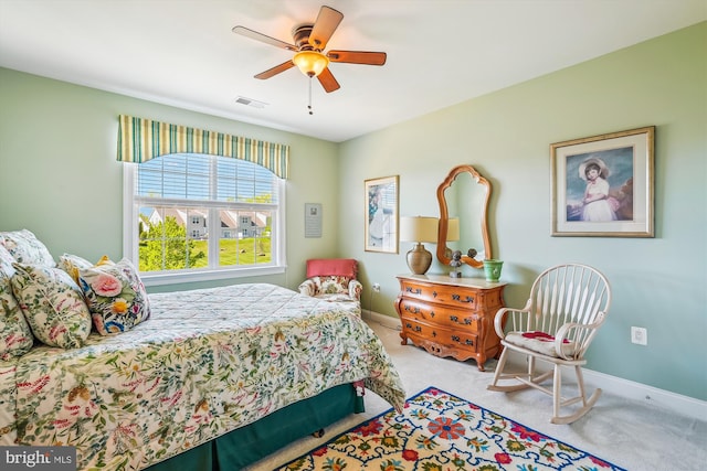 44451 Cruden Bay Dr, Ashburn, VA 20147 - carpeted bedroom with a ceiling fan, baseboards, and visible vents