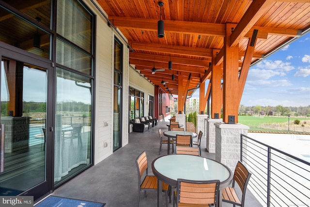 44451 Cruden Bay Dr, Ashburn, VA 20147 - view of patio / terrace featuring a ceiling fan and outdoor dining space