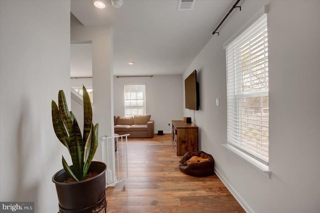 11174 Cross Fields Dr, Waynesboro, PA 17268 - hall featuring visible vents, baseboards, and wood finished floors