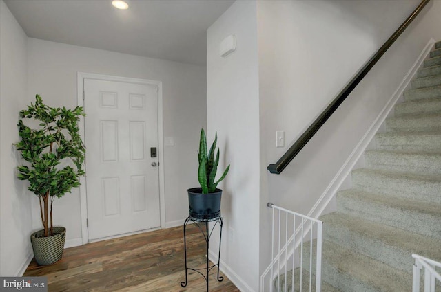 11174 Cross Fields Dr, Waynesboro, PA 17268 - entryway with baseboards, wood finished floors, and stairway