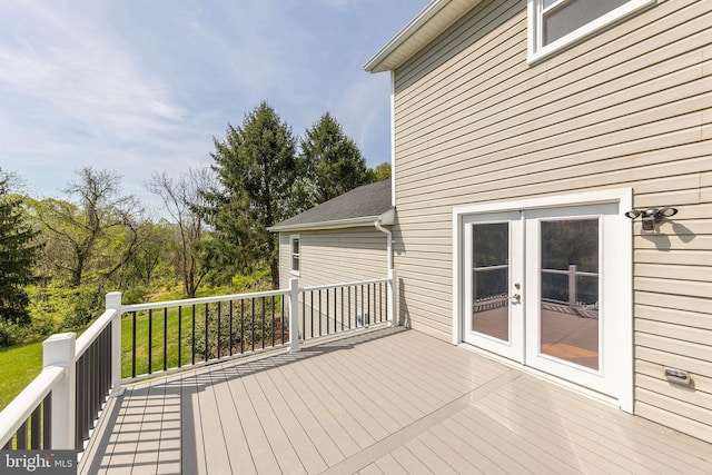 wooden terrace with french doors