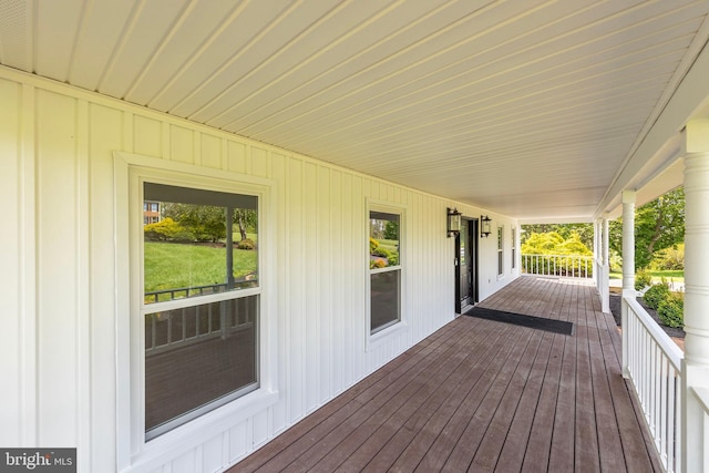 deck featuring a porch