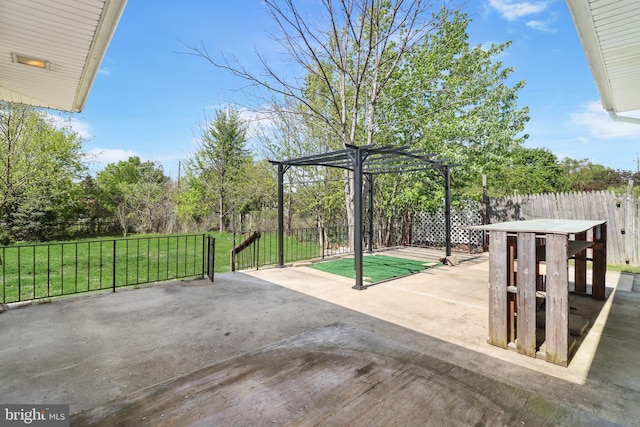 view of patio with a fenced backyard