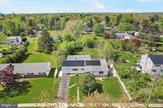 aerial view featuring a view of trees