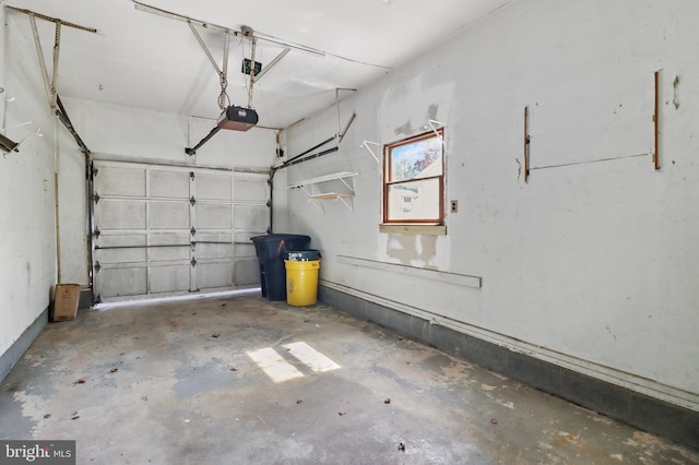 garage with a garage door opener