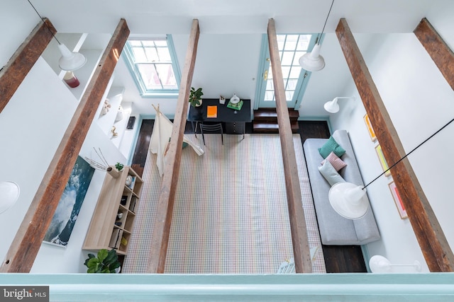 interior space featuring a skylight