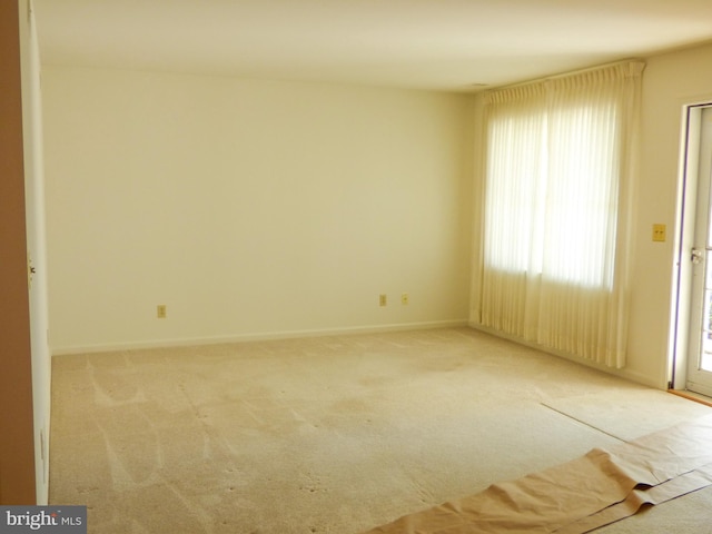 spare room featuring a healthy amount of sunlight and light carpet