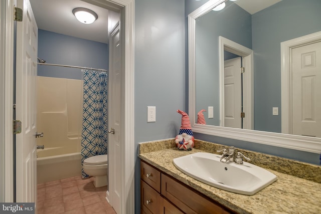 12868 Paddle Wheel Ct, Manassas, VA 20112 - bathroom featuring vanity, toilet, tile patterned floors, and shower / tub combo