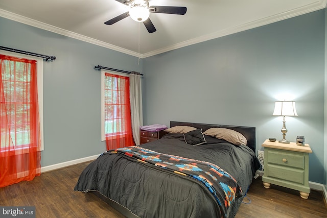 12868 Paddle Wheel Ct, Manassas, VA 20112 - bedroom with wood finished floors, baseboards, crown molding, and ceiling fan