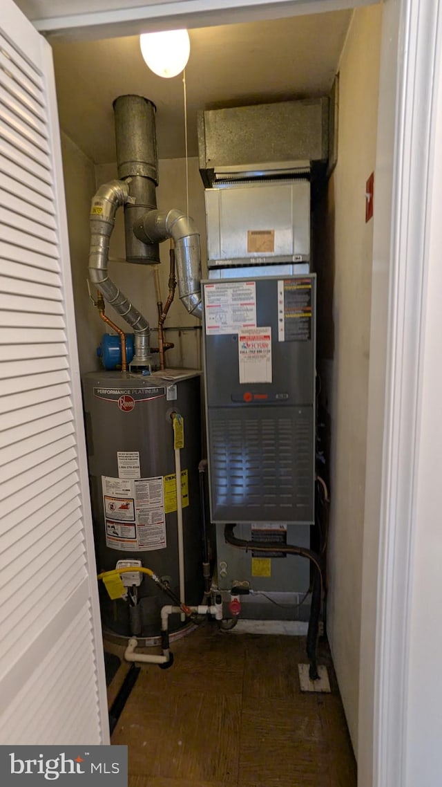 14743 Tamarack Pl, Woodbridge, VA 22191 - utility room with gas water heater and heating unit