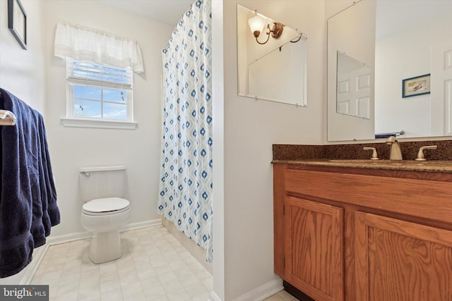113 Winchester Way, Harleysville, PA 19438 - bathroom featuring vanity, baseboards, toilet, and a shower with shower curtain