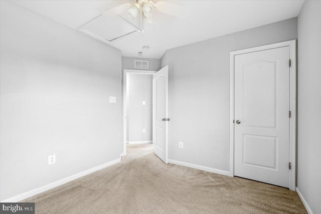 161 Stonecrest Cir, Keedysville, MD 21756 - unfurnished bedroom with carpet floors, baseboards, attic access, and ceiling fan