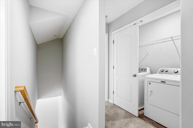 161 Stonecrest Cir, Keedysville, MD 21756 - laundry area with washing machine and clothes dryer and light colored carpet