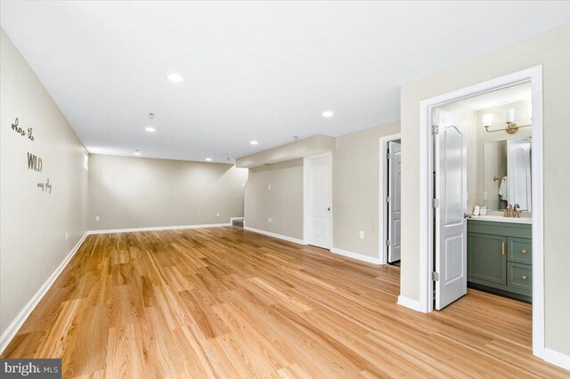 161 Stonecrest Cir, Keedysville, MD 21756 - basement featuring light wood finished floors, baseboards, and recessed lighting
