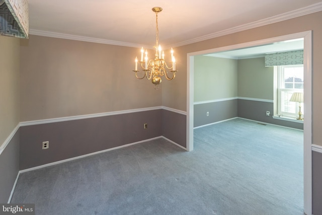 104 Dorado Dr, Delran, NJ 08075 - empty room featuring baseboards, carpet flooring, a chandelier, and ornamental molding