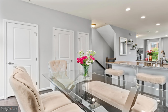 6101 Enquirer St, Hyattsville, MD 20782 - dining room with recessed lighting, wood finished floors, and baseboards