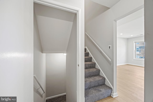 565 W Diamond Ave Unit 27, Gaithersburg, MD 20877 - staircase with wood finished floors and baseboards