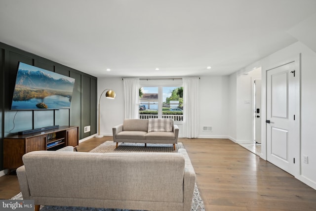 48 Evergreen Ln, Burlington, NJ 08016 - living room with baseboards, recessed lighting, wood finished floors, and visible vents