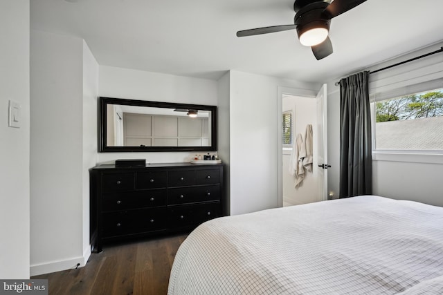 48 Evergreen Ln, Burlington, NJ 08016 - bedroom featuring baseboards, ceiling fan, and dark wood-style flooring