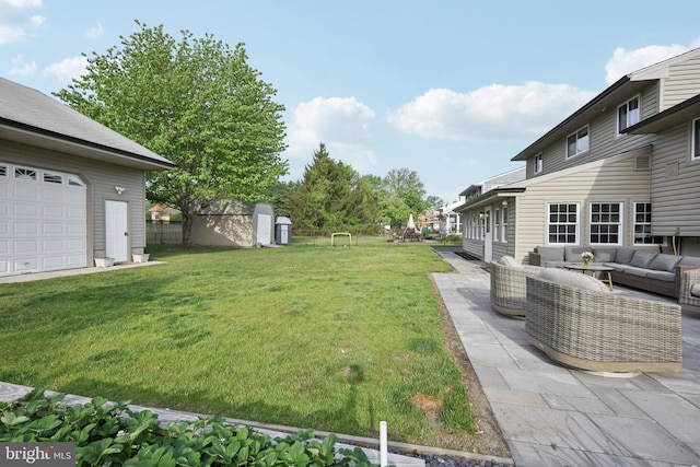 48 Evergreen Ln, Burlington, NJ 08016 - view of yard with an outdoor hangout area, fence, and a patio area