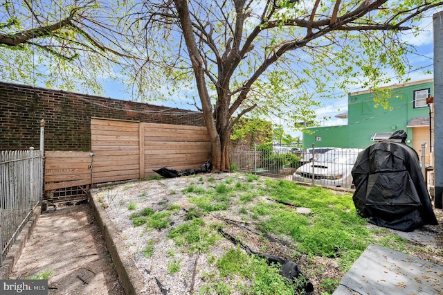 view of yard featuring a fenced backyard