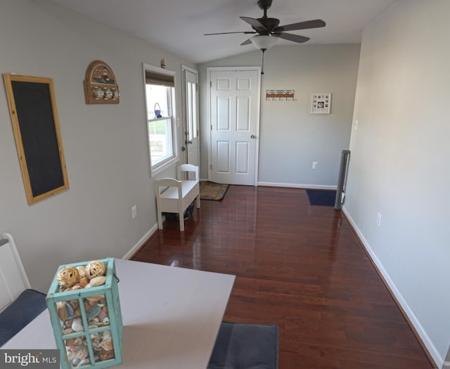 221 Arundel Rd, Pasadena, MD 21122 - interior space featuring baseboards, vaulted ceiling, and wood finished floors