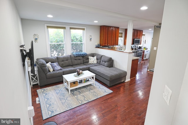221 Arundel Rd, Pasadena, MD 21122 - living area featuring dark wood-type flooring and recessed lighting