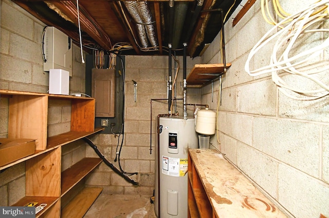 utility room with water heater