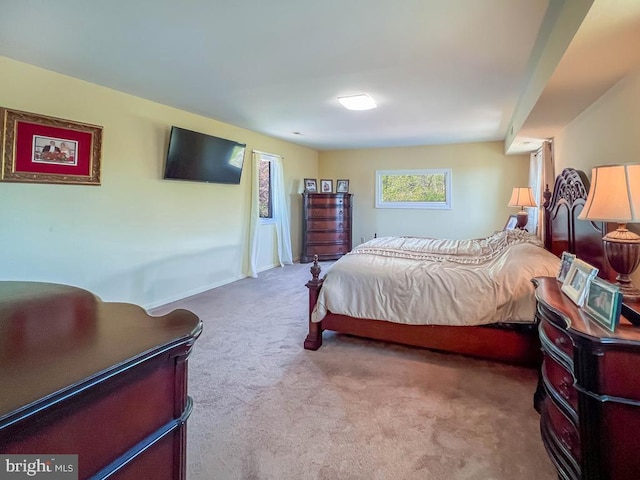bedroom with baseboards and carpet