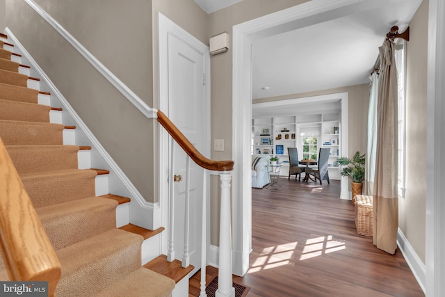 302 Maple Ln, Severna Park, MD 21146 - entryway with stairway, wood finished floors, and baseboards