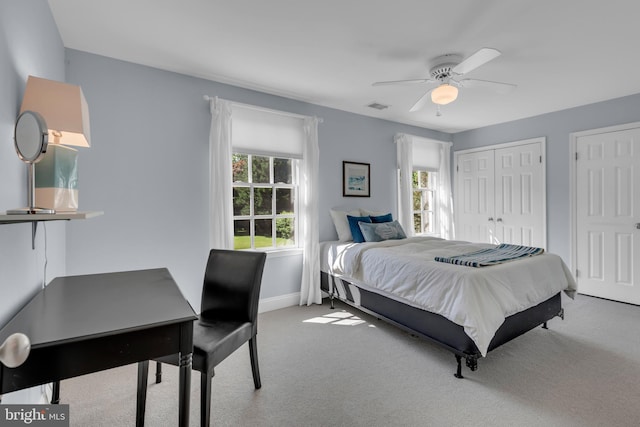 302 Maple Ln, Severna Park, MD 21146 - carpeted bedroom with baseboards, ceiling fan, and multiple closets
