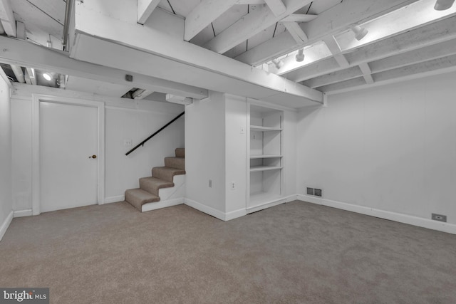 302 Maple Ln, Severna Park, MD 21146 - finished basement with carpet, stairs, and baseboards