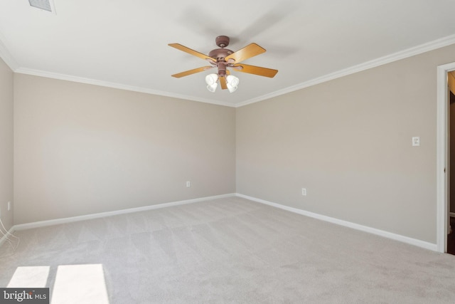 20583 Snowshoe Sq Unit 301, Ashburn, VA 20147 - unfurnished room featuring light colored carpet, baseboards, ornamental molding, and a ceiling fan