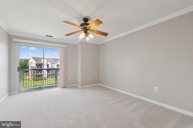 20583 Snowshoe Sq Unit 301, Ashburn, VA 20147 - carpeted spare room with crown molding, baseboards, and ceiling fan