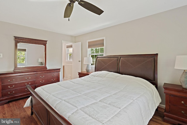 8610 Westmeath Ct, Springfield, VA 22152 - bedroom with ceiling fan and dark wood-style floors