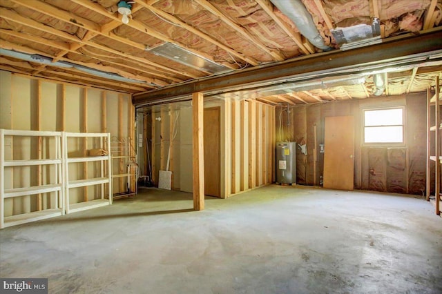 below grade area featuring electric water heater