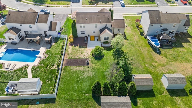 aerial view featuring a residential view