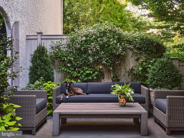 view of patio / terrace with outdoor lounge area and a fenced backyard
