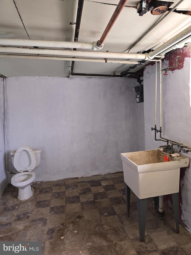 unfinished below grade area with dark floors