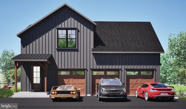 457 Brownsburg Rd W, Unit W, Newtown, PA 18940 - exterior space featuring board and batten siding, a standing seam roof, and metal roof