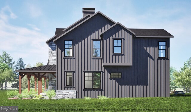 457 Brownsburg Rd W, Unit W, Newtown, PA 18940 - view of property exterior with board and batten siding and a chimney